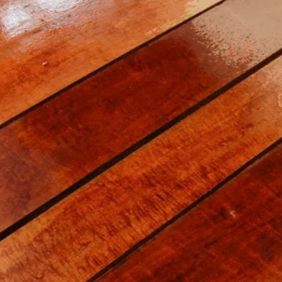 Polished mahogany wood planks with rich grain