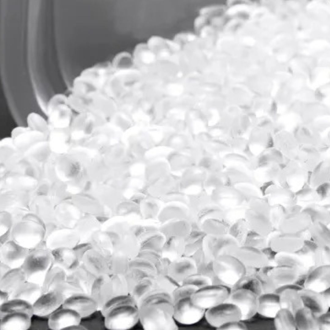 Translucent plastic pellets used in material selection